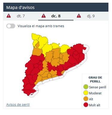 Mapa d'avisos del dimecres 8 de juliol