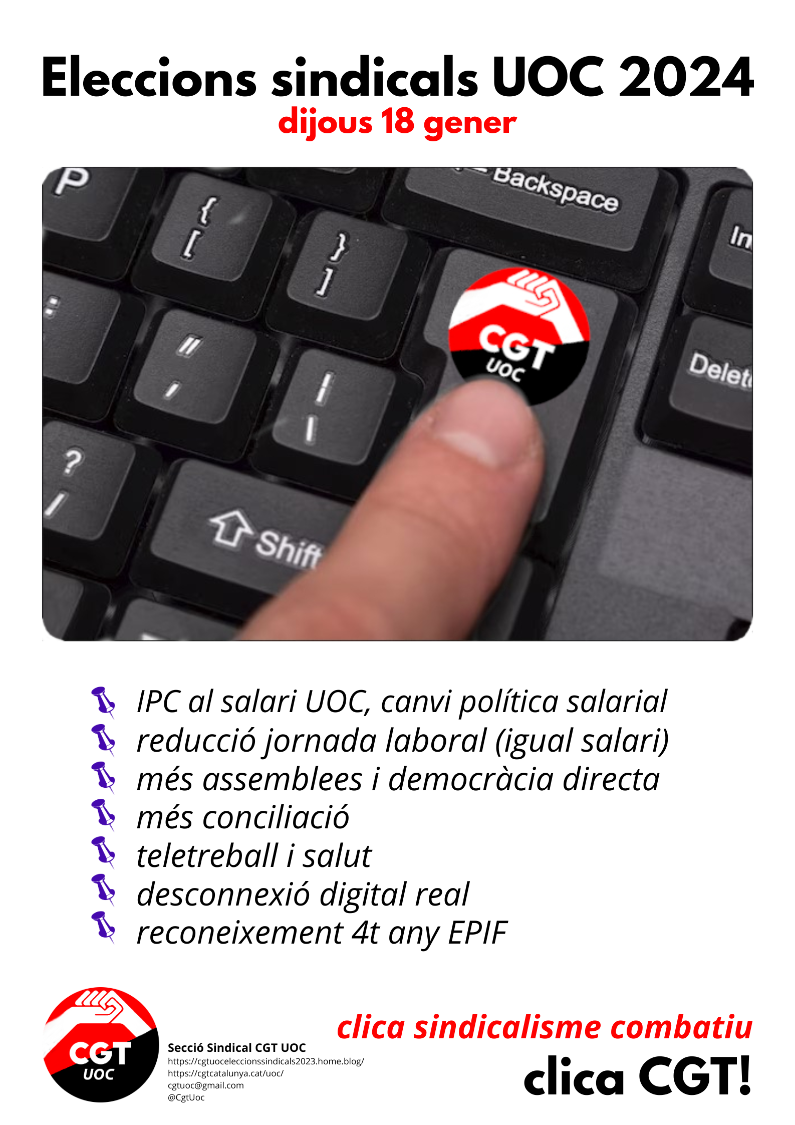 cartell eleccions sindicals CGT UOC 2024