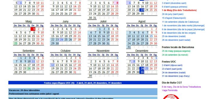 calendari CGT UOC 2026